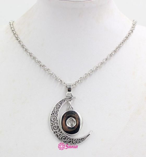 

whole 18mm snap jewelry metal chain with 18mm snap button bohemian vintage moon pendant snap necklace for 18mm snaps8643388, Silver