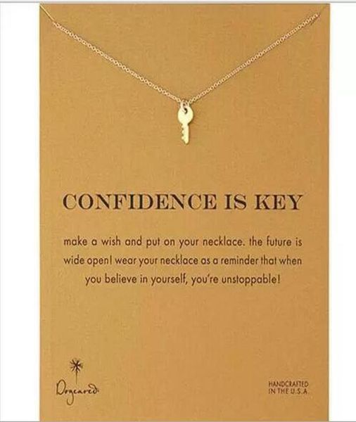 

dogeared necklace with keyconfidence is key silver and gold color no fade and 541030