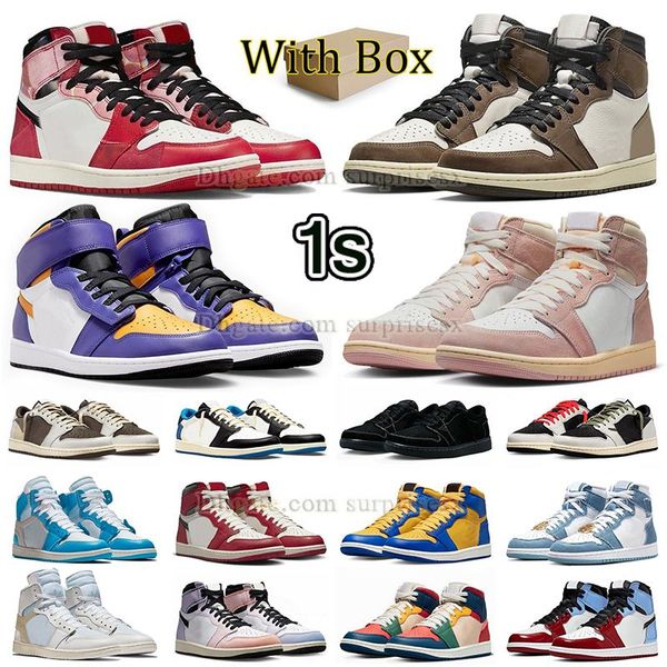 

authentic jumpman 1 mid high og basketball shoes spider verse cactus jack washed pink mid lakers 1s mens womens sneakers outdoor trainers ts