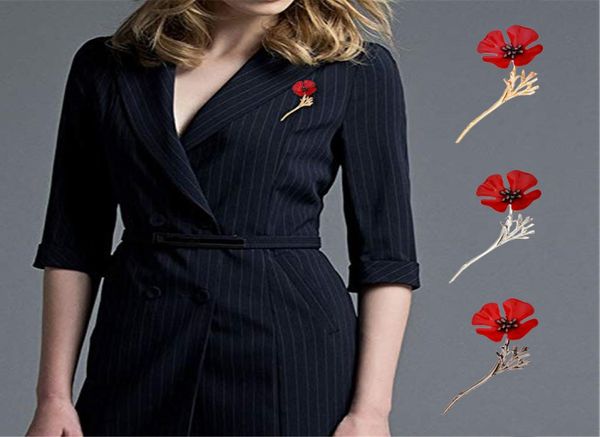 

new 3 styles resin crystal red flower branches poppy brooches for women hero veterans memorial day remembrance gifts5215365, Gray