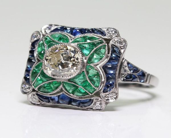 

elegant emerald zircon blue z silver plated ring european and american popular hand jewelry for mom039 birthday gift5251149