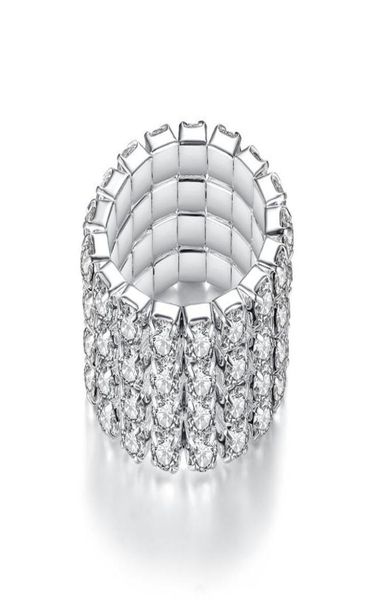 

2019 new 1 2 3 4 layer elastic crystal ring silver tennis rings for women wedding engagement jewelry7996787