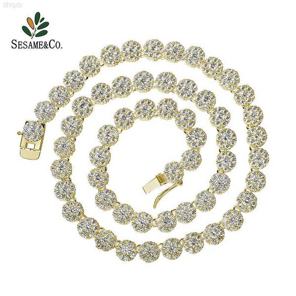 

italian hip hop style 18k/14k gold plated inset cubic zircon oxide lab diamond men's tennis chain collar necklace, Silver
