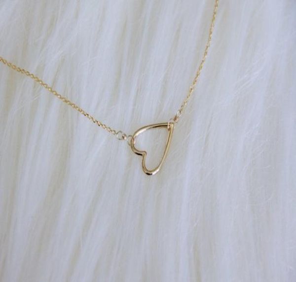 

gold silver tiny line hollow out open heart love necklaces simple wire wrapped love heart necklaces for lovers couples jewelry7053853