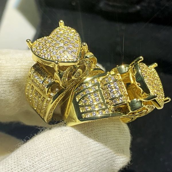 

choucong brand wedding rings luxury jewelry 925 sterling silver gold fill pave white sapphire cz diamond gemstones party eternity women enga, Slivery;golden