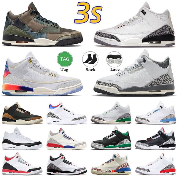 

3s 3 jumpman mens basketball shoes wizards hide n' sneak mr.triple double patchwork j balvin lucky green men women trainers sports snea