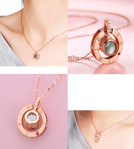 

2019 new arrival 100 languages rose goldsilver i love you projection pendant necklace romantic love memory wedding necklace1884529, Silver