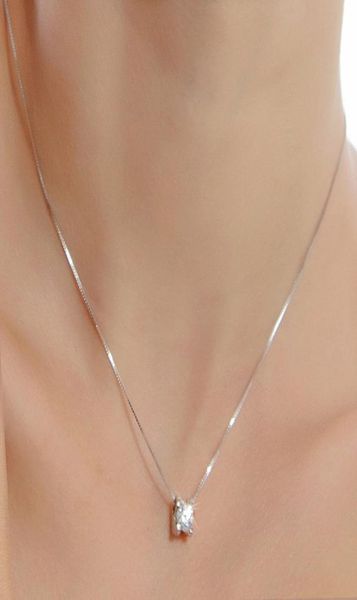 

shiny crystal pendant necklace for women with 45cm box chain luxurious big cubic zirconia necklace female square stone s2004528000, Silver