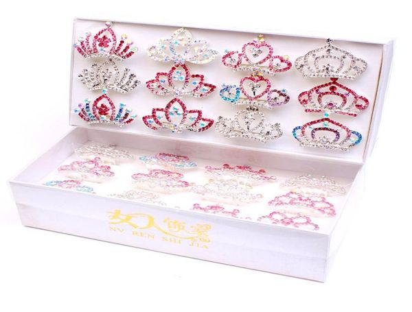 

55cm mini cute crowns various designs crystal rhinestone princess crown hair comb birthday party tiaras for girls kids hair jewel4996405, White;golden
