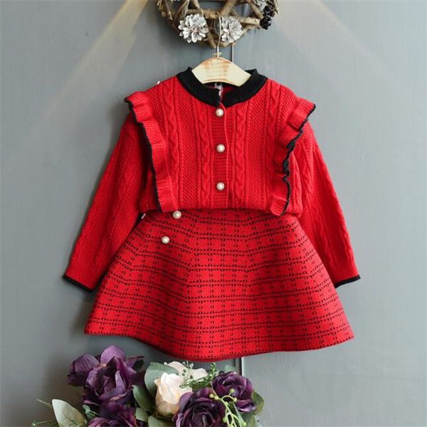 

children's clothing girls two-piece children's sweater new children's long-sleeved clothes baby coat cardigan, White