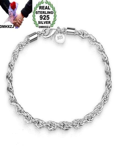 

omhxzj whole personality bangle fashion woman girl party wedding gift silver ed chain 925 sterling silver bracelet br1329761090, Black