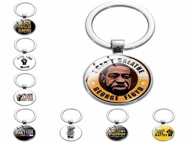 

blm keyring chain black lives matter i cant breathe glass cabochon pendant bag charms jewelry fashion car key ring gift keychain a6834875, Slivery;golden