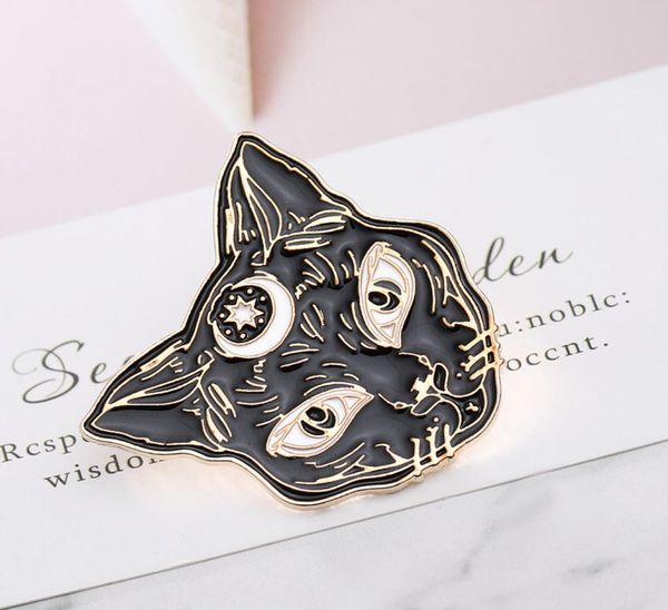 

classic mystical sphynx gothic witch cat brooch lapel pin animal jewelry clothing accessories gift for herhis1320085, Gray