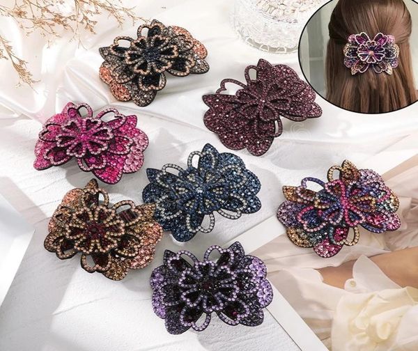 

crystal ponytail holder hair claws full rhinestones flower hair clip large barrettes spring clips vintage hair accessories8893185, Golden;silver