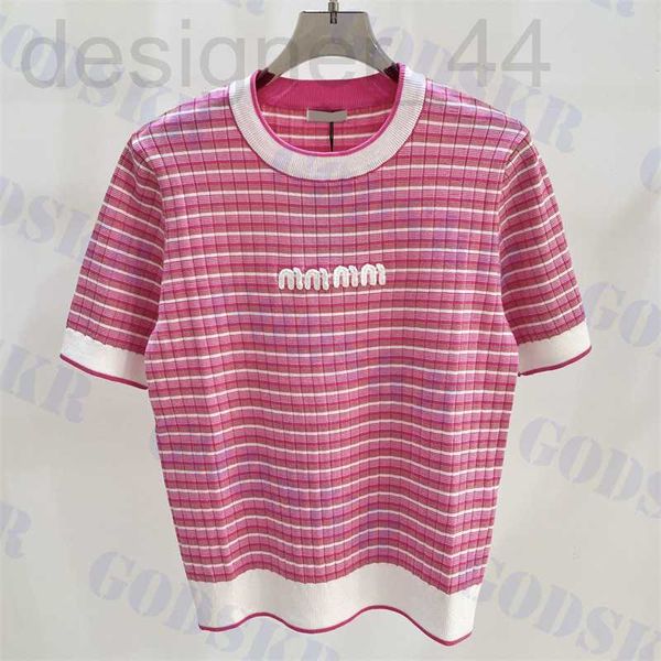 

women's t-shirt designer pink striped t shirt for women knitted short sleeved white sweaters womens clothing 2ro6