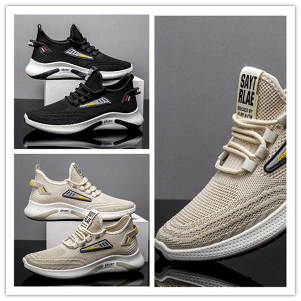 

men's sports shoes 2023 summer new fashion flying mesh men's shoes korean version of breathable casual running shoes men, Black