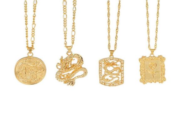 

fashion chinese dragon pendant necklaces for women gold color rose flower choker necklace mascot ornaments jewelry gift bijoux acc3302392, Silver
