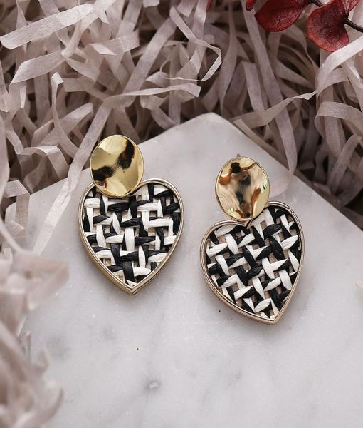 

women creative papyrus woven earrings ladies retro simple sequins round wedding earrings love wild gold alloy jewelry earrings who2981980, Silver