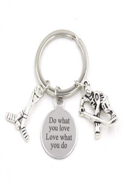 

new arrival stainless steel key chain key ring sport ice hockey key chain keyring hockey lover gifts for men women jewelry9182611, Slivery;golden
