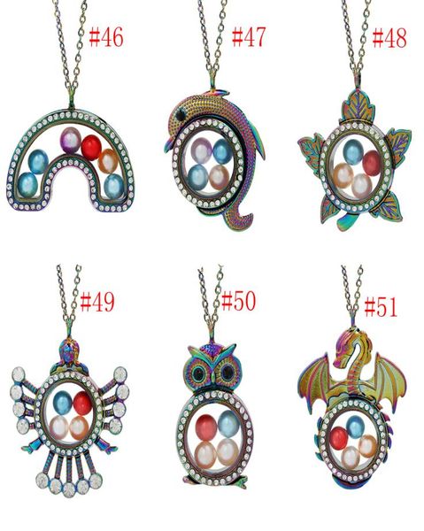 

more designs magnetic open rainbow owl leaf dragon glass locket pearl cage pendant living memory floating necklace for jewelry mak1540289, Silver