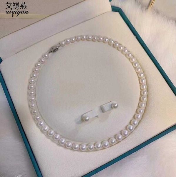 

mother's day freshwater pearl 8-9mm nearby circle flawless necklace two piece necklace earrings set for mom, Black