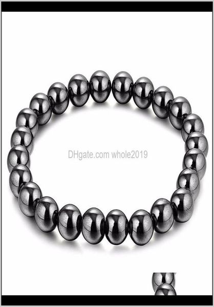 

beaded strands bracelets drop delivery 2021 black hematite 8mm ball bead magnetic therapy magnet stone bracelet relieve arthritis 6606448