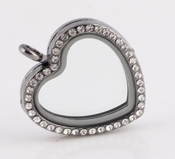 

gold silver color heart shape floating lockets with crystal pendant classic memory jewelry for women men lovers8099762