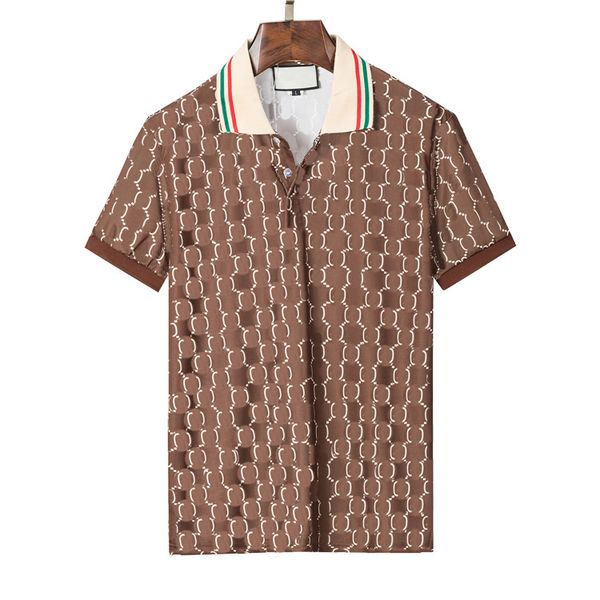 

men's fall polo shirt lapel fashion t-shirt letter-embroidered polo shirt designer short-sleeved shopping top, White;black