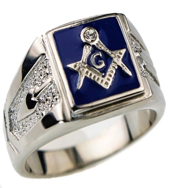 

316l stianless steel arrow masonic cubic zirconia white gold filled 3 color ring for fashion men anniversary day gift size 7147242303, Silver