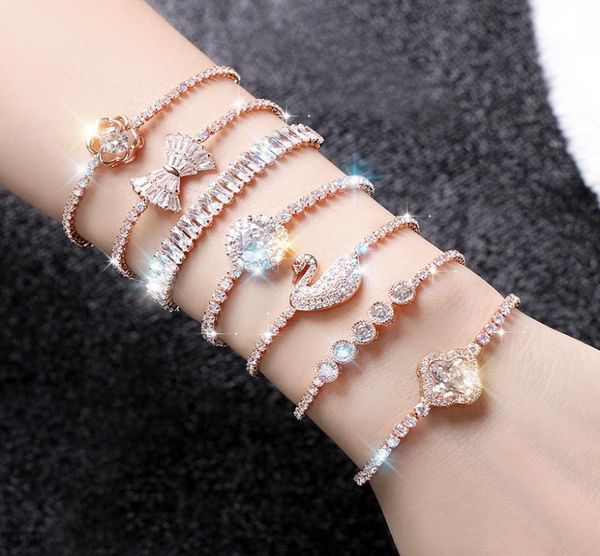 

korean version simple personality woman charm bracelet fashion zircon crystal cuff bracelet bride wedding jewelry gift7235793, Golden;silver