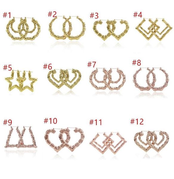 

luxury jewelry hoops multiple shapes ethnic large vintage gold plated bamboo hoop earrings for women choice6312515, Golden;silver