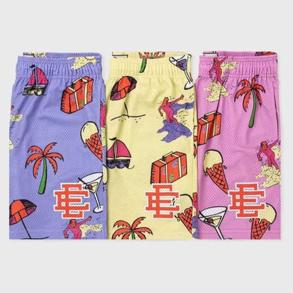 

men's luxury fashion ee shorts basic eric emanuel new york city skyline brand men women jog casual loose fitness sports beach pants mes, White;black