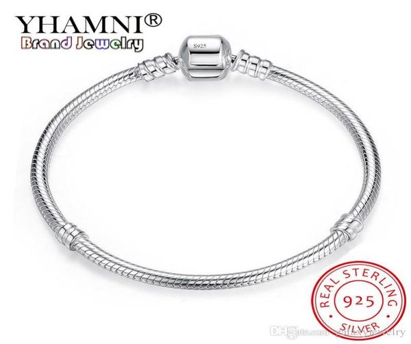 

yhamni 100 925 sterling silver bracelet jewelry diy bracelets accessories 3mm fashion silver chain bracelet jewelry gift sb0054299707, White