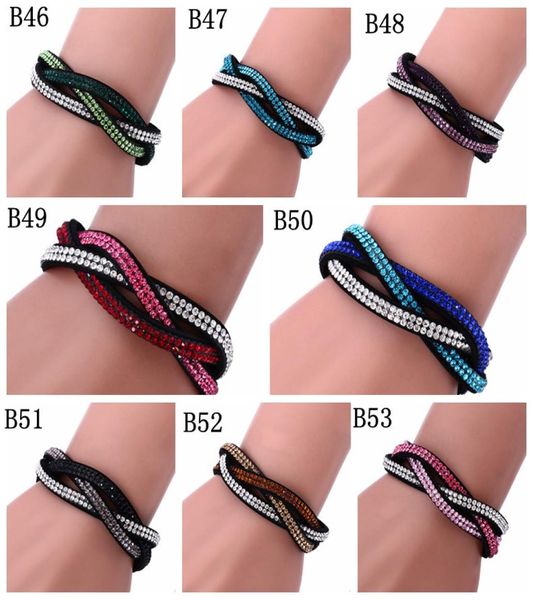 

new women039s multilayer drilling leather flannelette bracelet handmade rhinestone rowinlaid leather wrap chain bracelet 2758853, Golden;silver