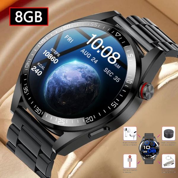 

new 454*454 screen smart watch always display the time bluetooth call local music smartwatch for mens android tws earphones