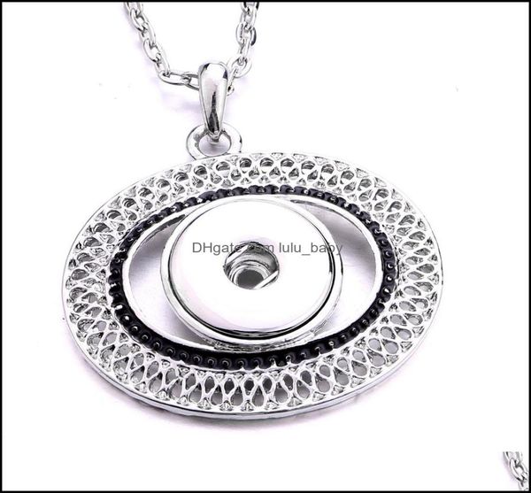 

pendant necklaces pendants jewelry fashion oval round crystal snap button necklace 18mm ginger snaps buttons charms with stainless7985973, Silver