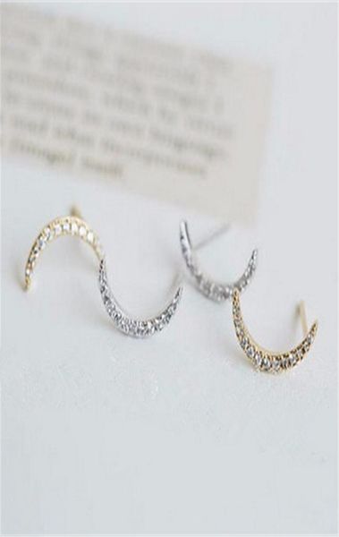 

fashionable moon stud earrings crescent earring for women 18 k gold plated silver whole5952549, Golden;silver