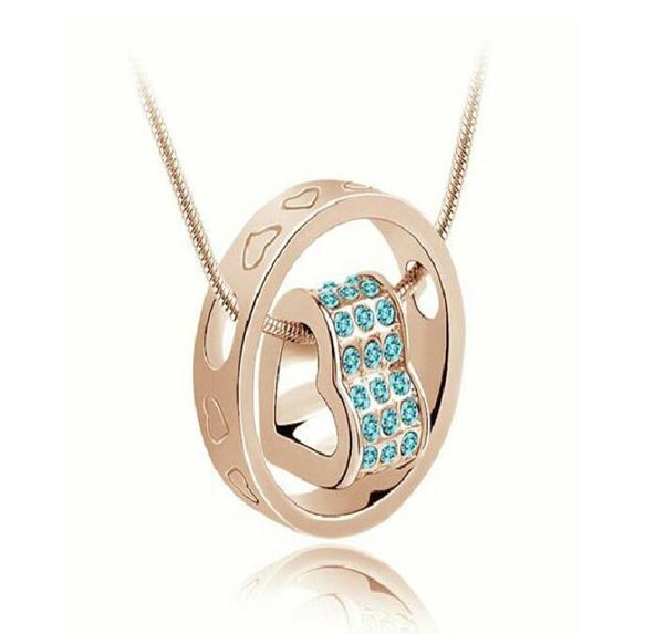 

austria crystal heart pendant necklaces for women gift 10 colors mix order alloy jewlery b761451347, Silver