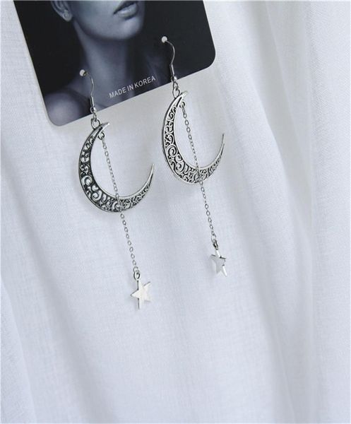

gothic retro punk moon stars stud earring for women girl jewelry fine statement earrings pretty gift decoration5511976, Golden