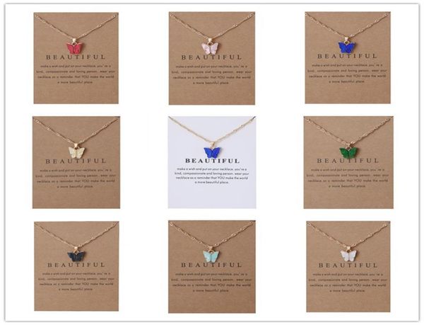 

korean acrylic cute butterfly pendant necklace for women sweet animal statement necklace jewelry with gifts card3360657, Silver