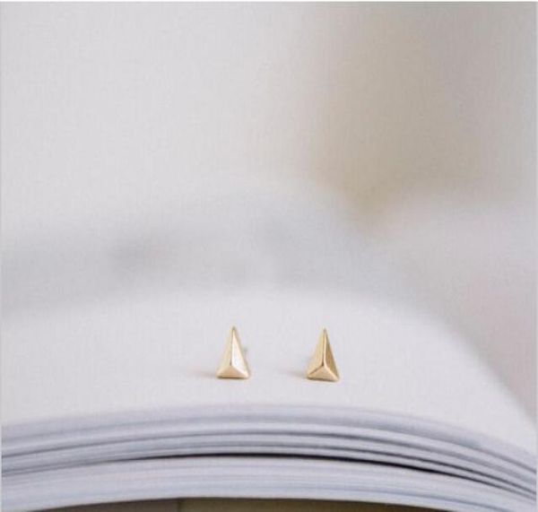 

fashion design of the small solid triangle stud earrings for men whole 5003221, Golden;silver