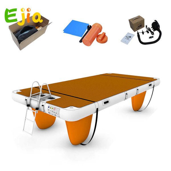 

20cm durable drop stitch pvc swim inflatable floating platform air dock with air pump for lake boat