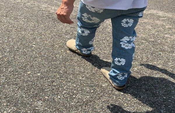 

correct version high street fashion brand tears washed vintage kanye039s same denim pants6070534, Blue