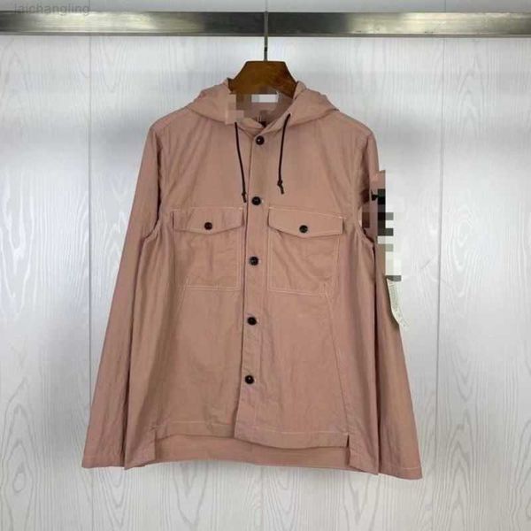 

men's jackets 23ss spring compass badge sleeve patched women men pocket coat streetwear turn down collars windbreaker wash shirtmpbcvno, Black;brown