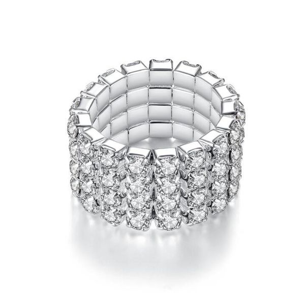 

2019 new 1 2 3 4 layer elastic crystal ring silver tennis rings for women wedding engagement jewelry3072920
