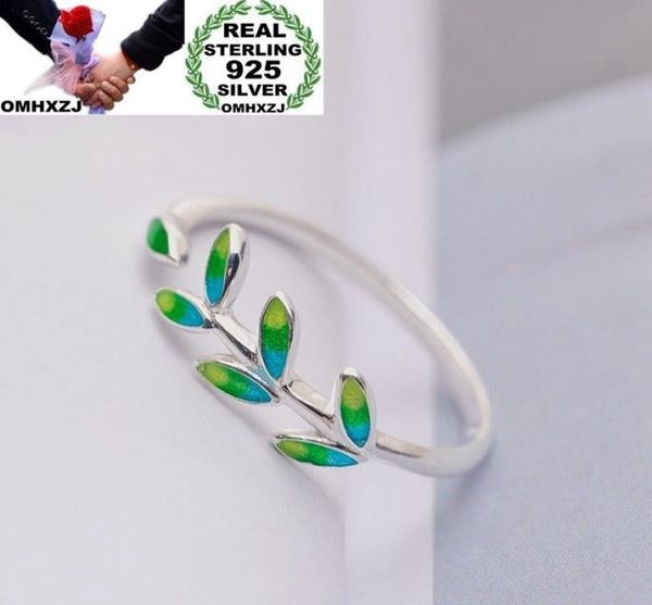 

omhxzj whole european fashion woman girl party wedding gift silver leaves open 925 sterling silver ring rr2855959043