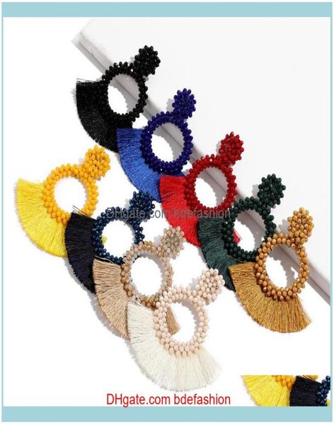 

chandelier jewelryvintage bohemian tassel dangle earrings women handmade long fringed crystal beaded hoop earring statement jewe1686241, Silver