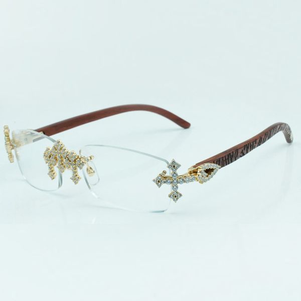 

cross diamond tiger wood eyeglass frame 3524012 with 56mm clear lens, Silver