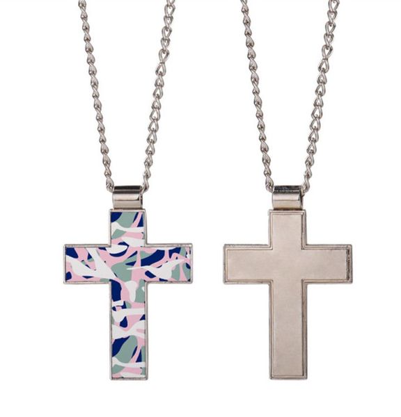 

fashion diy sublimation blank mens necklace silver cross necklace designer jewelry women man chain party po frame pendant for c8145651