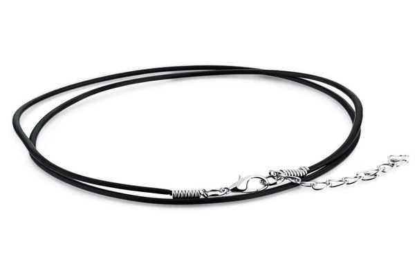 

who mens women black leather cord necklace rope chain with stainless steel extend chain adjustable3789906, Silver